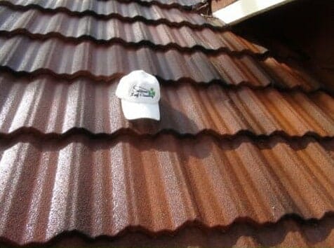 A roof with a hat on top of it.